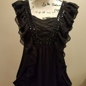 Black studded/ruffled tank top